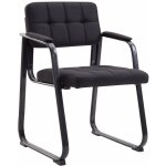 Dcoshop26 - chaise visiteur fauteuil de bureau sans roulette coutures dcoratives en tissu noir support ...