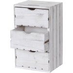 D�coshop26 - commode petit meuble de rangement en bois style vintage 3 tiroirs 53x32x26cm bois blanc ...