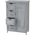 Commode style vintage meuble d'appoint � tiroirs 82x55x30cm en bois de paulownia gris 040002491