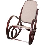 Dcoshop26 - fauteuil  bascule rocking chair en bois fonc assise en tissu beige fab04043