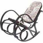 Dcoshop26 - fauteuil  bascule rocking chair en bois fonc et tissu fleur marron fab04014