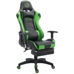 D�coshop26 - fauteuil de bureau ergonomique dossier r�glable avec repose - pieds synth�tique noir / vert ...