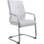 D�coshop26 - fauteuil de bureau sans roulettes chaise visiteur sans roulettes jusqu'� 260kg en pvc blanc ...
