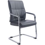 D�coshop26 - fauteuil de bureau sans roulettes chaise visiteur sans roulettes jusqu'� 260kg en pvc gris ...