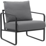 D�coshop26 - fauteuil lounge design retro chic en pvc gris et cadre en m�tal noir mat 100002814