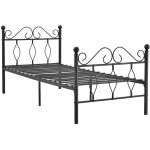 Dcoshop26 - lit simple une personne en mtal solide avec sommier  lattes mtalliques noir 90 x 200 ...