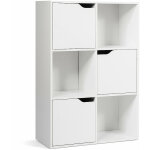 Dcoshop26 - meuble de rangement casier avec 6 compartiments 3 ouvert et 3 avec porte mdf blanc 200000799 ...