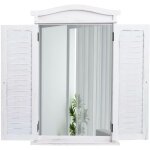 Dcoshop26 - miroir mural salle de bain design fentre avec volets 71x46x5cm blanc vieilli 040003703