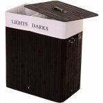 Dcoshop26 - panier / corbeille  linge en bambou noir 100l avec poignes 65x55x34cm dec04127