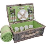 Dcoshop26 - panier pique - nique pour 4 personnes panier en osier acier inoxydable porcelaine gris - ...