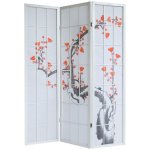 Dcoshop26 - paravent 3 panneaux japonais en bois blanc 132x175 cm par06016