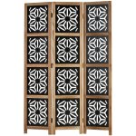 Paravent en 3 panneaux sparateur de pice en bois et mdf noir 170x120 cm par06089