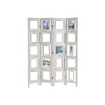 Décoshop26 - paravent 4 panneaux blanc en bois avec porte photos 160x125cm par04030 Décoshop26 - paravent 4 panneaux blanc en bois avec porte photos 160x125cm par04030
