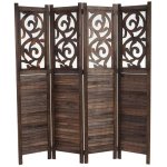 D�coshop26 - paravent 4 panneaux en bois marron 170x160cm par04033