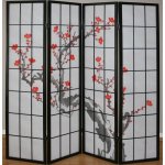 Dcoshop26 - paravent 4 panneaux japonais en bois noir 176x175cm par06014