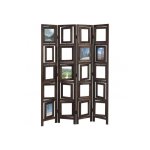 Décoshop26 - paravent 4 panneaux marron en bois avec porte photos 160x125cm par04029 Décoshop26 - paravent 4 panneaux marron en bois avec porte photos 160x125cm par04029