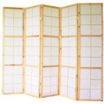 D�coshop26 - paravent 5 panneaux pans en bois naturel et papier riz 175x220cm par06035