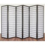D�coshop26 - paravent 6 panneaux en bois noir et papier riz 175x264cm par06048
