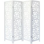 Dcoshop26 - paravent sparateur de pice design arbre 4 panneaux en bois blanc 175 x 176 cm par06085 ...