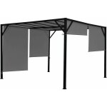 Dcoshop26 - pergola arche pavillon de jardin terrasse auvent structure acier stable 6cm + toit ouvrant ...