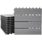 Dcoshop26 - set de 11 dalles de terrasse aspect bois wpc pour balcon jardin terrasse 30x30cm 1m base ...