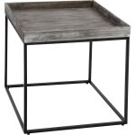 D�coshop26 - table d'appoint table basse bout de canap� en bois de paulownia gris fonc� et m�tal 60x60x60cm ...
