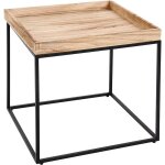 D�coshop26 - table d'appoint table basse bout de canap� en bois de paulownia naturel et m�tal 60x60x60cm ...