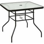 Table de jardin carre en mtal avec plateau en verre 81x81x71 cm de style moderne pour terrasse balcon ...