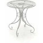 Dcoshop26 - table de jardin en fer forg diamtre  70 cm blanc vieilli mdj10052