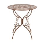 D�coshop26 - table de jardin en fer forg� diam�tre � 70 cm marron vieilli mdj10046