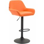 Tabouret de bar chaise haute lounge en synth�tique orange pieds m�tal noir mat 100000820