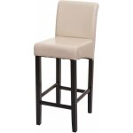D�coshop26 - tabouret de bar chaise haute de bar pieds en bois fonc� assise en synth�tique cr�me 040001237 ...