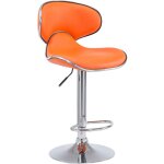 Tabouret de bar chaise de bar hauteur r�glable avec repose pieds en synth�tique orange et m�tal 100000082 ...