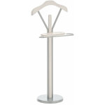 Décoshop26 - valet de nuit portant de chambre cintre en métal chromé et bois blanc moc10013 Décoshop26 - valet de nuit portant de chambre cintre en métal chromé et bois blanc moc10013
