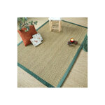 D�coweb - tapis jonc de mer - assam chevron - ganse lin vert sapin - 120 x 170 cm