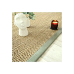 D�coweb - tapis jonc de mer - bihar fin chevron - ganse chenille vert mousse - 160 x 230 cm