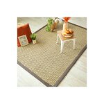 Dcoweb - tapis jonc de mer chennai - natt 4x4 - ganse lin marron taupe - 140 x 200 cm