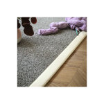 Dcoweb - tapis pure laine - latoon gris fonc - ganse coton cru - 200 x 200 cm