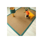 Décoweb - tapis sisal grosses boucles - cuba havane - ganse vert émeraude - 200 x 200 cm Décoweb - tapis sisal grosses boucles - cuba havane - ganse vert émeraude - 200 x 200 cm
