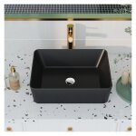 Deervalley - vasque � poser rectangulaire noir mat pour salle de bain ? 48, 5 x 37, 5 x 15 cm ? design ...