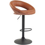Lot de 2 tabourets de bar olinda en similicuir hauteur r�glable et si�ge pivotant marron clair noir