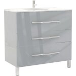 Ondee - zen - meuble de salle de bain � poser alan - l90cm - gris - laqu� brillant
