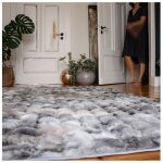 Deladeco - tapis doux � poils longs moderne relief sweety gris 80x150