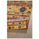 Deladeco - tapis kilim laine et coton plat avec franges bangui multicolore 60x120