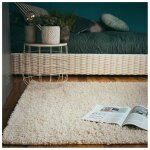 Tapis � poils longs uni moderne bingo cr�me 60x110