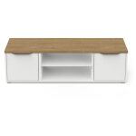 Demeyere - calicosy - meuble tv 2 portes et 2 niches dcor chne et blanc l135 cm - access