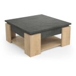 Demeyere - table basse carr�e austin - d�cor chene hamilton et sidewalk - l 80 x p 80 x h 37, 2 cm