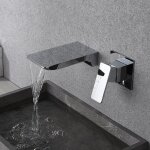 Denuotop - robinet mural salle de bain argent mitigeur mural lavabo robinet cascade mural en laiton - ...