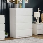 Denver commode 4 tiroirs meuble de rangement spacieux pour chambre h 96 x l 70 x p 40 cm, blanc