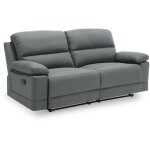 Mobilier deco - denys - canap 2 places relax manuel simili cuir gris fonc